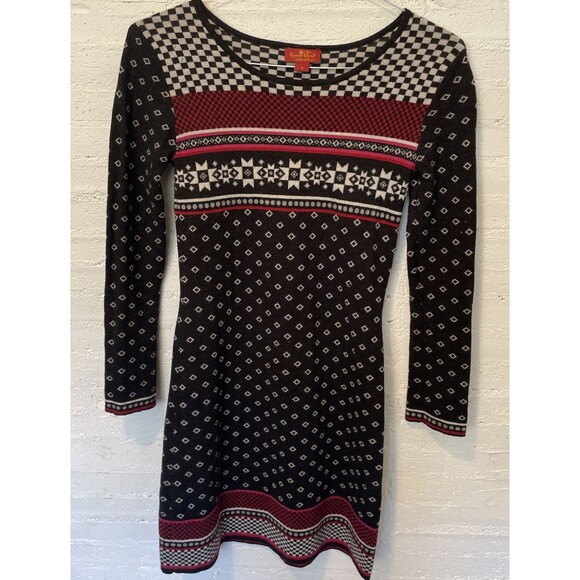 Krimson Clover 100% Merino Wool Dress S Nordic Fair Isle Apres Ski Slope Style - Picture 1 of 4